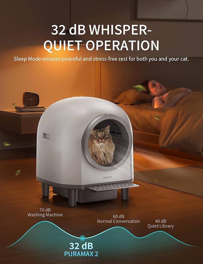 Automatic Cat Litter Box Self Cleaning with 10 Safety Radars,100L Smart Litter Box Used for 14 Days,Electric Litter Boxes with Stairs for Multiple Cats,APP-Control,Advanced Odor Control (White)