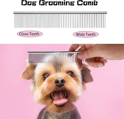 Dog Grooming Scissors for Dogs with Safety Round Tips, 5 in 1 Dog Scissors for Grooming, Professional Curved Pet Grooming Shears Set for Dogs and Cats
