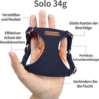 Puppytie No Pull xs Dog Harness with Multifunction Dog Leash,Soft Adjustable No Choke Escape Proof Pet Harness Vest,Navy,XS