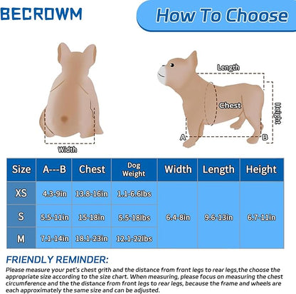 Small Dog Wheelchair for Back Legs, Light Weight Dog&Cat&Pets Wheelchair Cart with Disabled Hind Legs Walking, Adjustable Doggy Wheelchair Cart with Wheels for Back Legs