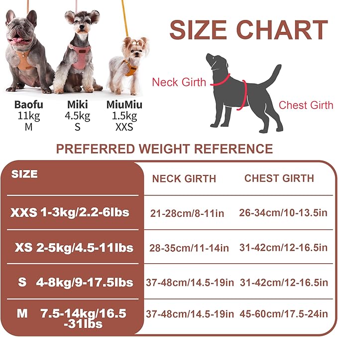 Puppytie No Pull xs Dog Harness with Multifunction Dog Leash,Soft Adjustable No Choke Escape Proof Pet Harness Vest,Brown Caramel,XS