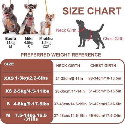 Puppytie No Pull Dog Harness with Multifunction Dog Leash,Soft Adjustable No Choke Escape Proof Pet Harness Vest for Medium Dogs or Large Dogs,Brown Caramel,M