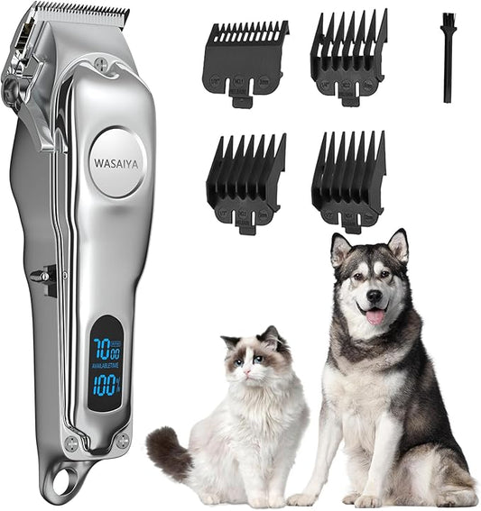 Dog Clippers for Grooming, Professional Dog Grooming Clippers, Heavy Thick Hair&Coats, Low Noise, Cordless, LED Display, Small & Large Dogs Cats, Pets and Animals