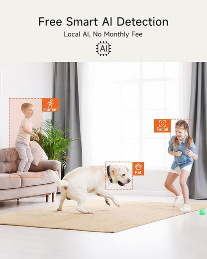 Indoor Camera, 3K Security Camera with 64GB Card, Dog/Cat/Pet Camera, 5G 2.4G Wi-Fi, Human/Pet/Facial AI Detection, 360 Pan Tilt Auto Tracking, 5MP Night Vision, Privacy Mode, Two-Way Audio