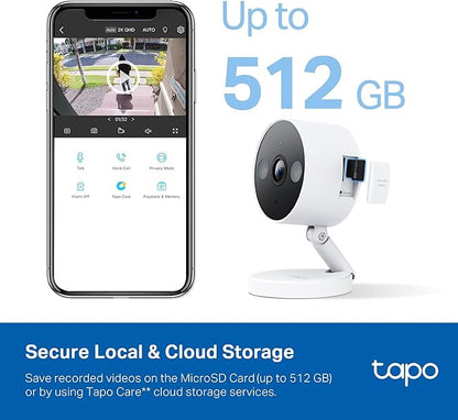 Tapo by TP-Link 2K QHD Security Camera Indoor/Outdoor, 2024 PCMag Editor's Choice, Color Night Vision, Free Person/Pet/Vehicle Detection, Baby Monitor, Local/Cloud Storage, IP66, Dual-Spotlight(C120)