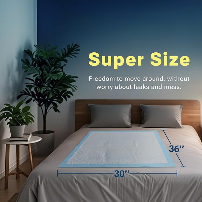 30" x 36" 100 Count Super Absorbency Disposable Bed Pads for Adults, Leakproof Quick Drying Underpads for Adults Baby Puppy, Incontinence Pads, Puppy Pad Dog Training Pee Pads