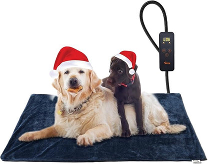 Toozey Pet Heating Pad, 6 Adjustable Temperature Dog Cat Heating Pad with Timer, Indoor Pet Heating Pads for Cats Dogs with Chew Resistant Cord, Electric Pads for Dogs Cats, Pet Heated Mat