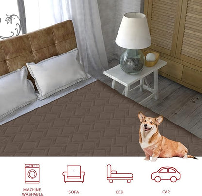 Waterproof Blanket Dog Bed Cover with Non-Skid Bottom, Couch Cover for Dogs, Mattress Protector Furniture Protector, Bed Couch Sofa(86" X 82"), Chocolate