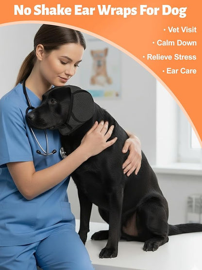 Dog Ear Muffs Noise Protection, Hoodie Calming Cap for Anxiety Relief – Waterproof & Dirt-Resistant with Adjustable Magic Tape for Bathing, Grooming, Fireworks & Swimming, Grey L 2-Pack