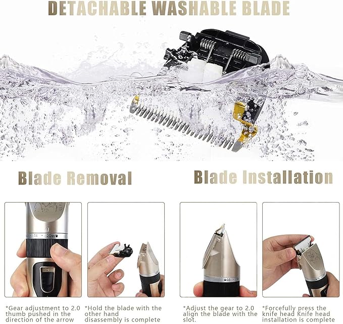 Professional Electric Cordless Shaver Trimmer/Clipper for Dogs, Cats, and Other Animals - Rechargable Battery with Long Life, Low Noise - Toolkit Included