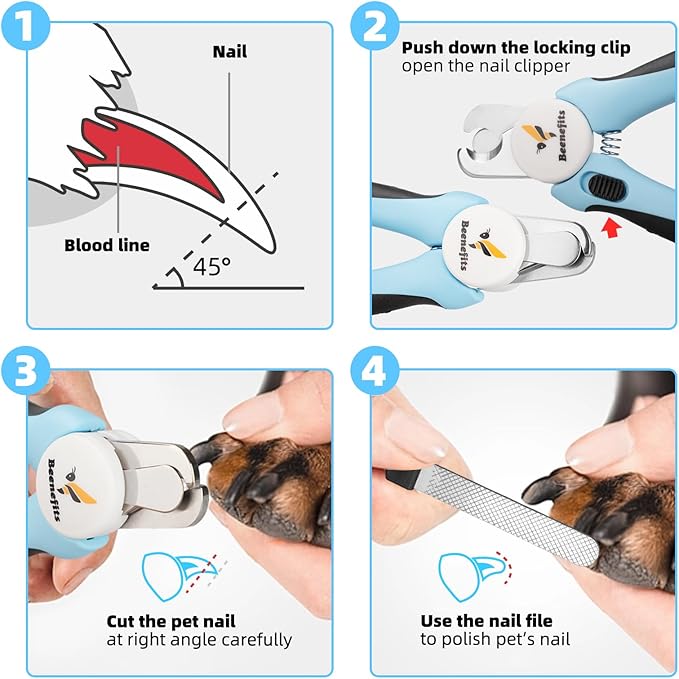Large Dog Nail clippers with Sharp Stainless Steel Blade for Smooth Cutting, Ergonomic TPE Handle Special Baffle to Avoid Flying Nail Fragments, Hidden Nail File (Large/Medium)