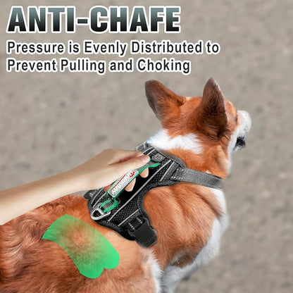 BARKBAY No Pull Dog Harness Large Reflective Dog Harness with Front Clip and Easy Control Handle for Walking Training Running with ID tag Pocket(Black,XS)