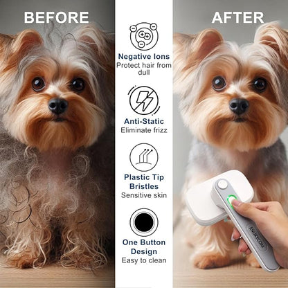 2025 Self-Cleaning Pet Grooming Brush with Negative Ion Technology – Slicker Brush for Cats & Dogs, Reduces Shedding, Gentle on Skin, Easy Release Button for Long & Short Hair