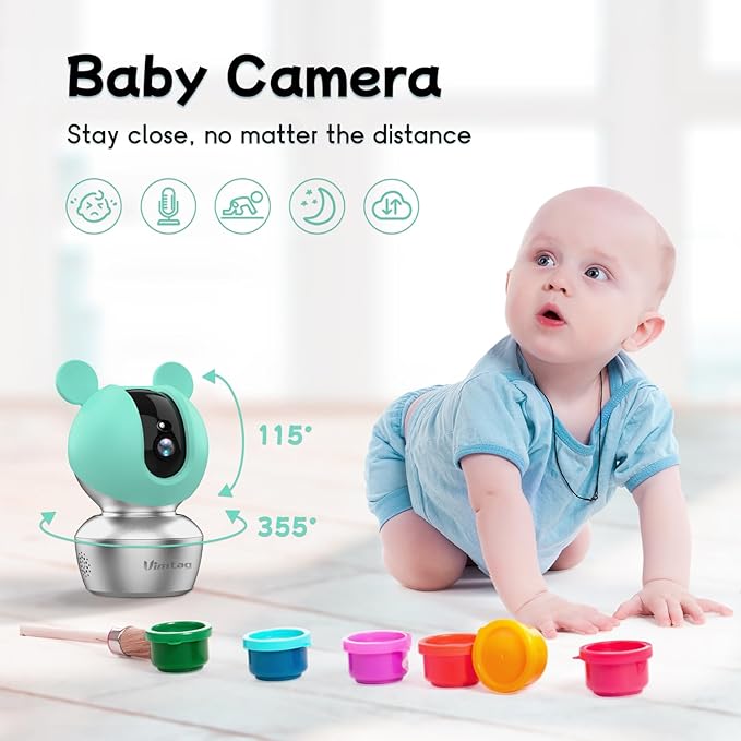 VIMTAG Indoor Camera 4K, Pet Camera with Speaker Pan-Tilt 360°, Cameras for Home Security Pet Baby Dog w/Motion Tracking Night Vision Phone App, 2-Way Audio, 24/7 SD & Cloud Storage,Work with Alexa
