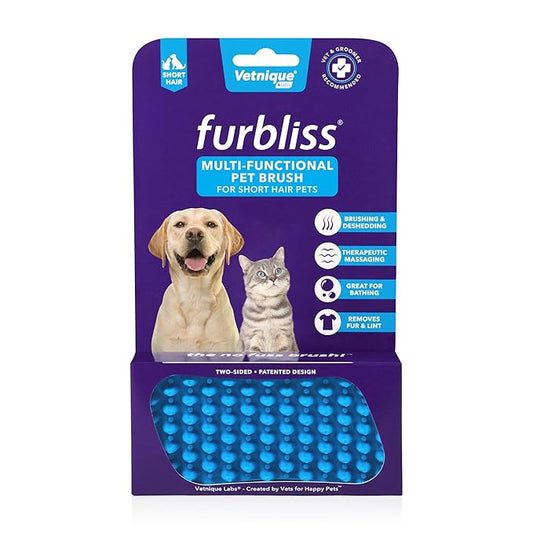 Furbliss Dog Brush for Small Dogs, Cats and Pets with Short Hair, Grooming Bathing Massaging Deshedding Multi-Functional Wet or Dry Silicone Brush (Short Hair Brush)