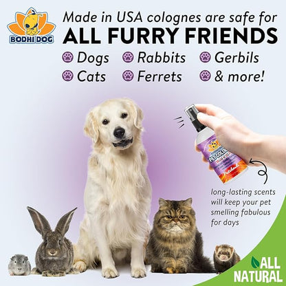 Bodhi Dog Natural Dog Cologne (Patchouli) - Premium Scented Deodorizing Pet Perfume with Conditioner for Dogs & Cats - Keeps Pets Fresh & Clean - Gentle and Safe Formula, Made in USA (4 Fl Oz)