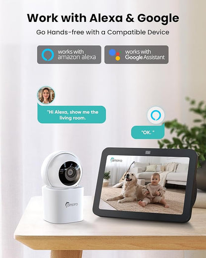 3K Indoor Security Camera 2Pack, 360° Pan/Tilt WiFi Camera for Home Security, 2.4/5GHz Pet/Dog/Baby Camera with Phone App, Night Vision, Two-Way Audio, 24/7 SD/Cloud Storage, Works with Alexa