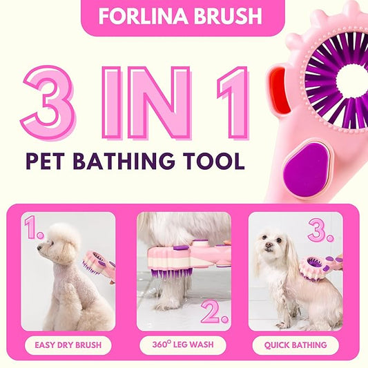 Forlina Brand Dog Shower Attachment | Multi-Functional | One-Handed Operation | Dog Bath Supplies | Shampoo Brush With Low Joint Stress | Easy To Install | Small