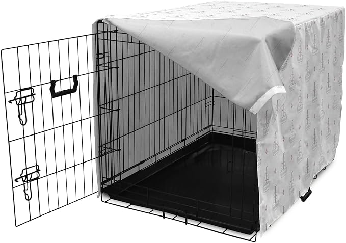 Lunarable Sail Boat Dog Crate Cover, Heart Patterned Sail with Anchor Ships Transportation Nautical, Easy to Use Pet Kennel Cover for Small Dogs Puppies Kittens, 18 Inch, Blush Black White