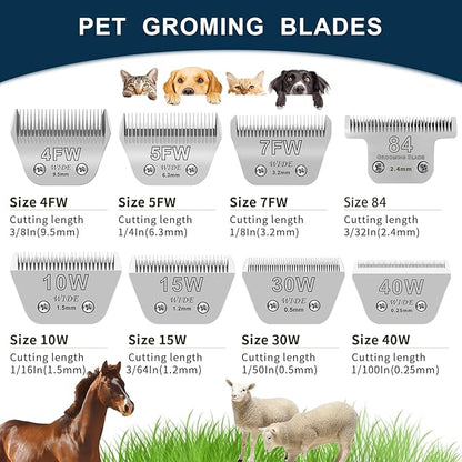 T84 Pet Dog Grooming Detachable Blades,Compatible with Andis,Oster A5,Wahl KM10 Clippers,Cut Length 3/32" (2.4mm),Fit for Larger Animals