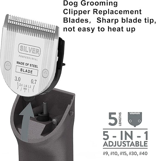 5 in 1 Replacement Blades Compatible with Wahl Bravura .Chromado，Creativa，Figura Dog Clippers for Dogs Grooming-(1PC)