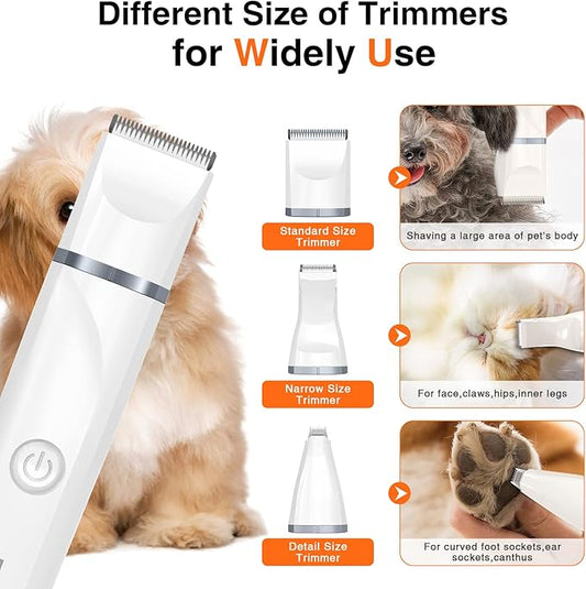 ENERTWIST Dog Clippers Grooming Kit,4 in 1 Low Noise Dog Paw Trimmer and Nail Grinder for Small Pets,Cordless Quiet Cat Grooming Kit for Pet Hair Around Ears, Eyes, Face, Paws