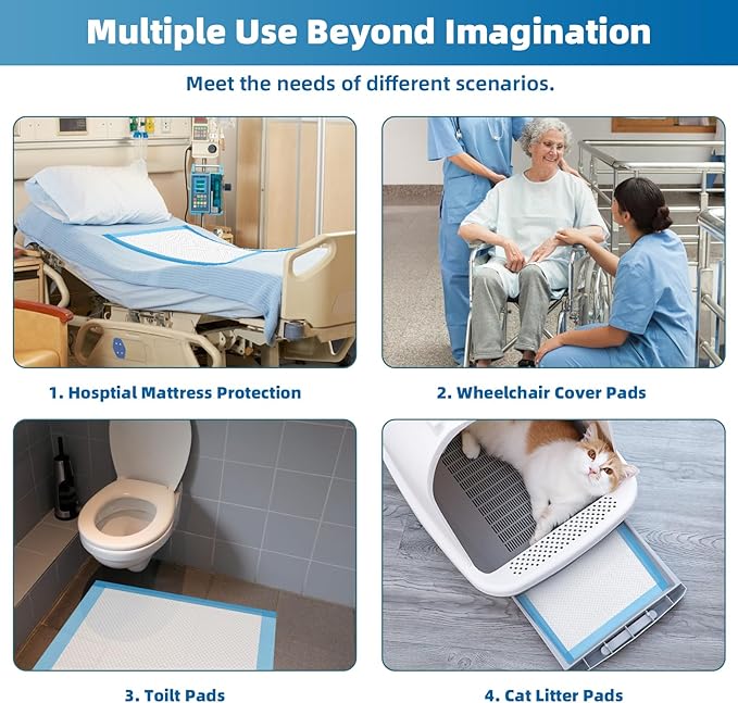 Bed Pads Disposable 30" x 36" [100 Count] Adult Incontinence Underpads, Heavy Duty Absorbent Pee Pad, XL Chucks Leakproof, Extra Large Puppy Training Pad, Waterproof Baby Changing Pad