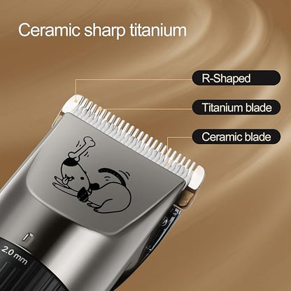 Dog Grooming Clipper Kit, Cordless Low Noise Rechargeable Electric Trimmer With Adjustable Comb & Detachable Blades, Suitable for Dogs, Cats, Pets