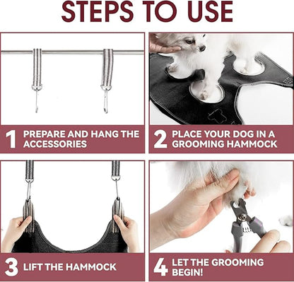 Dog Grooming Hammock for Small Dogs, 45 lbs | 5-in-1 Grooming Hammock with a Glove | Small Dog Grooming Hammock - Dog Harness for Nail Trimming - Pet Grooming Hammock for Dogs at Home