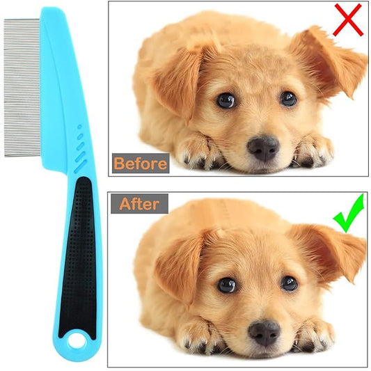 Dog Comb Flea Comb Fine Tooth Tear Stain Grooming Comb for Removing Crust Mucus Stains