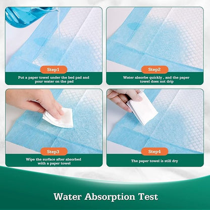 50 Count Bed Pads with Adhesive Strip 30"x36" Thicken Elderly Adults Incontinence Underpads Disposable, Heavy Duty Absorbent Chucks Waterproof, XL Extra Large Puppy Pee Training Pad