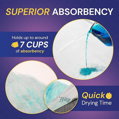 Reli. Disposable Bed Pads (35 Pack) | 30" x 36" | XL Bed Pads Disposable Adult Incontinence Sheets w/ Non-Slip Adhesives | Absorbent Peepads for Adults, Seniors, Puppy