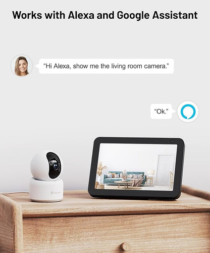GALAYOU Indoor Security Camera 2K, Pet Camera, 360 Degree WiFi Home Security Camera for Baby/Elder/Nanny with Night Vision, Siren, 24/7 SD Card Storage, Works with Alexa and Google Assistant G2