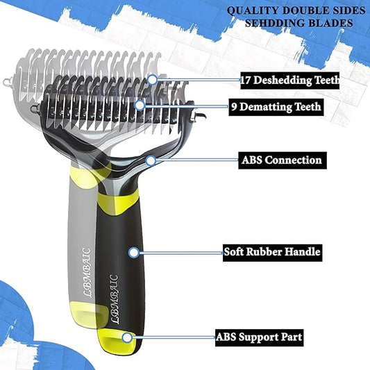 Dog Brush for Shedding Safe Blade Undercoat Rake for Dogs Reduce Knots&Matted&Tangles Easily for Large or Small Long Hair Dogs and Cats.
