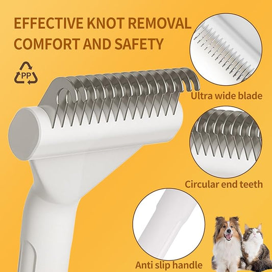 Dog&Cat Hair Grooming Rake Deshedding, Dematting Tool - Undercoat Rake for Dogs, Cats - Extra Wide Dog Grooming Brush,Reduce Shedding by 95%