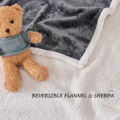 Qeils Dog Blankets for Large Dogs - Waterproof Dog Blanket Washable - Sherpa Fleece Puppy Blanket, Soft Plush Reversible Throw Protector for Bed Couch Car Sofa, 50"X60", Dark Grey