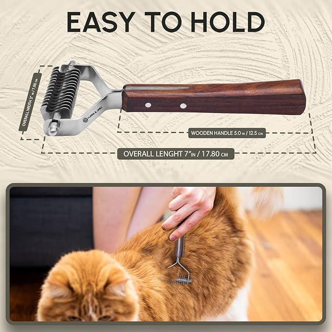 Flamia & Jabz Undercoat Rake for Dogs & Cats, Dematting Grooming Stripper Tool (14 Blades)
