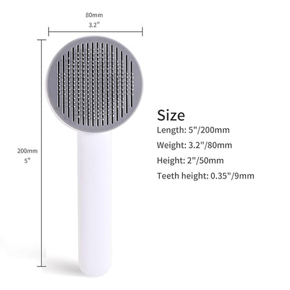 Self Cleaning Slicker Brush for Cat or Dog, Pet Grooming Brush for Long or Short Hair, Dog comb For One Button Gently Removes Loose Undercoat and Shedding Hair (Gray)