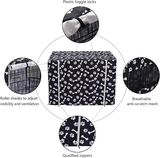 Geyecete Large Dog Crate Cover Fits 24-48 Inch, Black, 48 Inch (Cover Only, Crate Not Included)