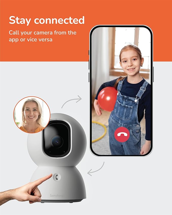 Sensforge 2 Pack Indoor Pan-Tilt Security Camera with SD Card for Pet/Kid/Home, 24/7 Recording, 5G/2.4G Wi-Fi, 2.5K Video and Image - Free Human Motion Pet Detection, NO Monthly fee