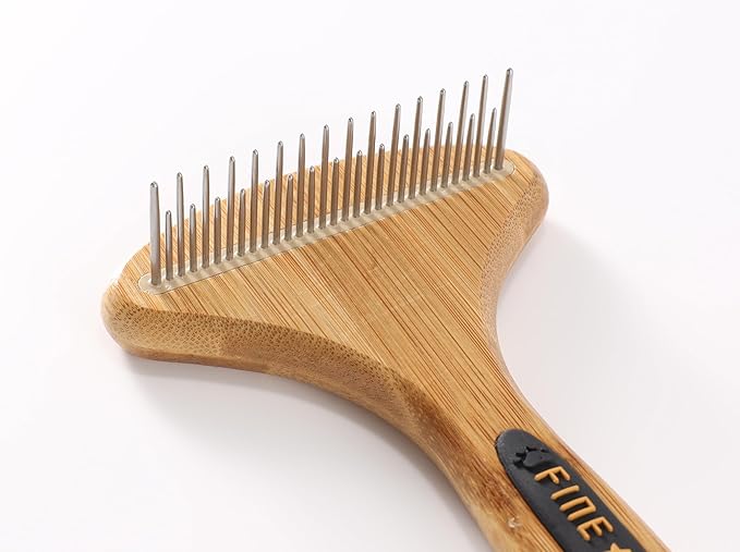 Dog Rake for Undercoat & Stainless Steel Shedding Comb for Long Hair Dogs and Cats 2 Pack Pet Grooming Kit of Deshedding Brush and Metal Comb for Detangling Matted Fur on Cats or Dogs