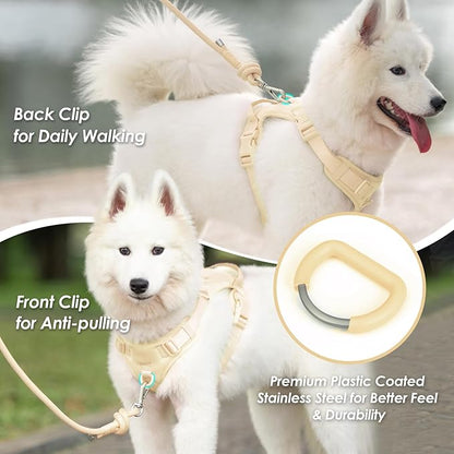 No Pull Dog Harness, Puppy Vest with Front Clip for Small Medium Large Sized Dog(Light Yellow,S)