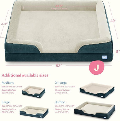 Orthopedic Sofa Dog Bed - Ultra Comfortable Dog Bed for Large Dogs - Breathable & Waterproof Pet Bed- Egg Foam Sofa Bed with Extra Head and Neck Support - (XX-Large, Blue & White)