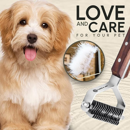 Flamia & Jabz Undercoat Rake for Dogs & Cats, Dematting Grooming Stripper Tool (16 Blades)