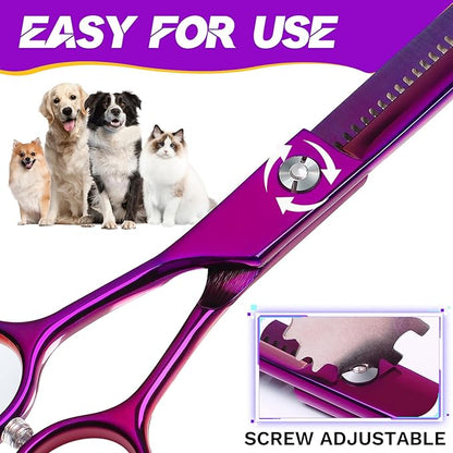 JASON Grooming Scissors for Dogs - Sharp Thinning Dog Shear with Muffler Pad, Stainless Steel Dog Grooming Shears Professional Texture Scissors for Pets