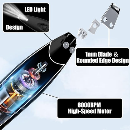 KIKETECH LED Dog Paw Trimmer - Cordless, Low Noise Dog Clippers for Grooming, Rechargeable Small Area Shaver for Cats, CoalBlack
