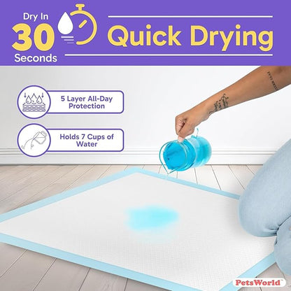 PETSWORLD Giant Dog Potty Pads, Odor-Eliminating, 36" x 36", Ultra Absorbent 5-Layer Leak-Proof Training Pads for Dogs & Cats (36x36, 1800 Count)