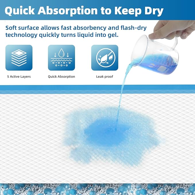 Bed Pads Disposable 30" x 36" [100 Count] Adult Incontinence Underpads, Heavy Duty Absorbent Pee Pad, XL Chucks Leakproof, Extra Large Puppy Training Pad, Waterproof Baby Changing Pad
