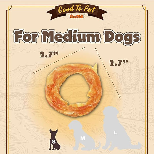 Gootoe Turkey Tendon Dog Treats, Ring (S) 1 lb, USA-Sourced Turkey Tendon, Natural Snack, Premium Puppy Chews, Hypoallergenic, Rawhide Free, Reseal Value Bag, Size for Small Dogs