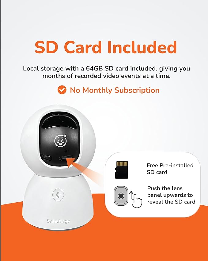 Sensforge 2 Pack Indoor Pan-Tilt Security Camera with SD Card for Pet/Kid/Home, 24/7 Recording, 5G/2.4G Wi-Fi, 2.5K Video and Image - Free Human Motion Pet Detection, NO Monthly fee